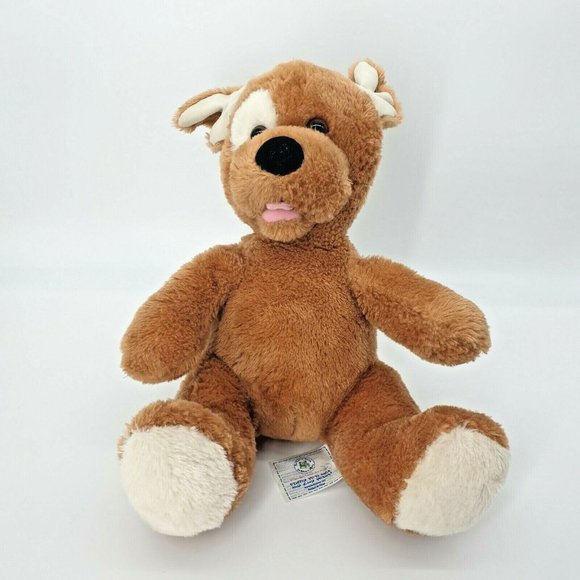 Build-A-Bear Puppy Dog Plush Cleaned Sanitized White Eye Patch Tongue Toy Brown - Picture 12 of 12
